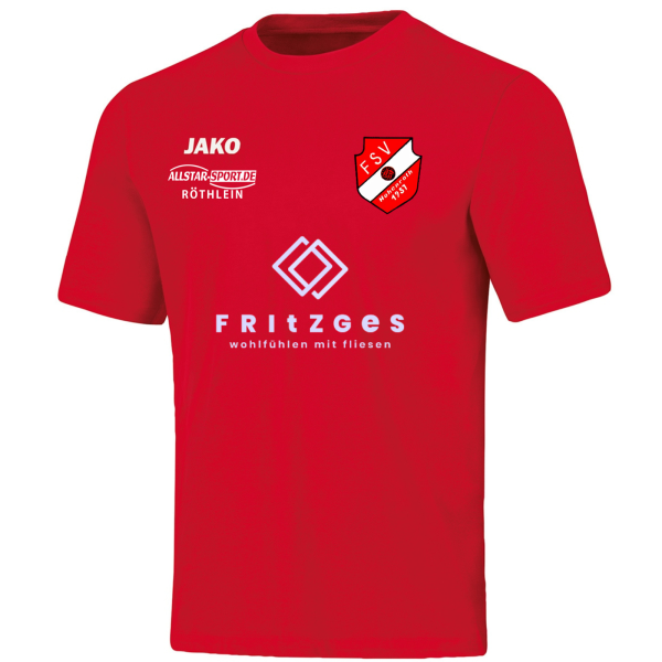 T-Shirt in rot mit Fritzges und Hahn Logo