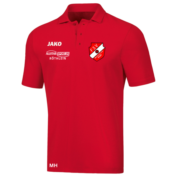 Polo Shirt in rot mit pcboot Logo und Initialen