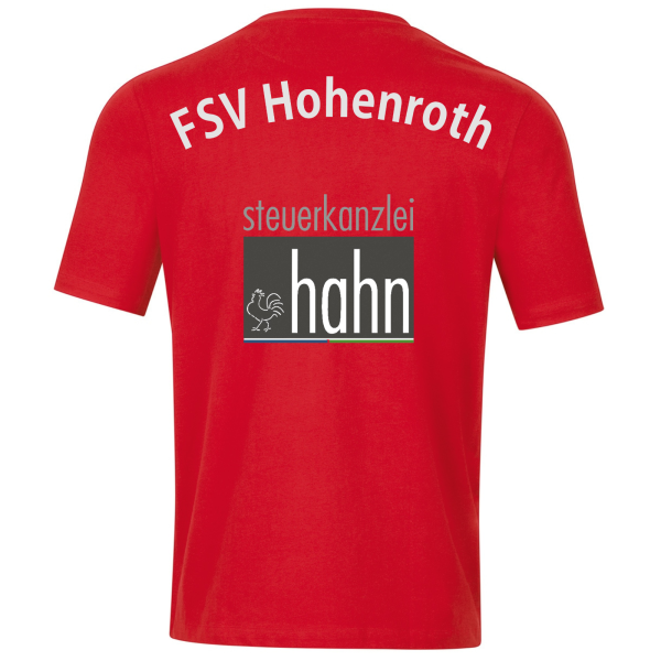 T-Shirt in rot mit Fritzges und Hahn Logo